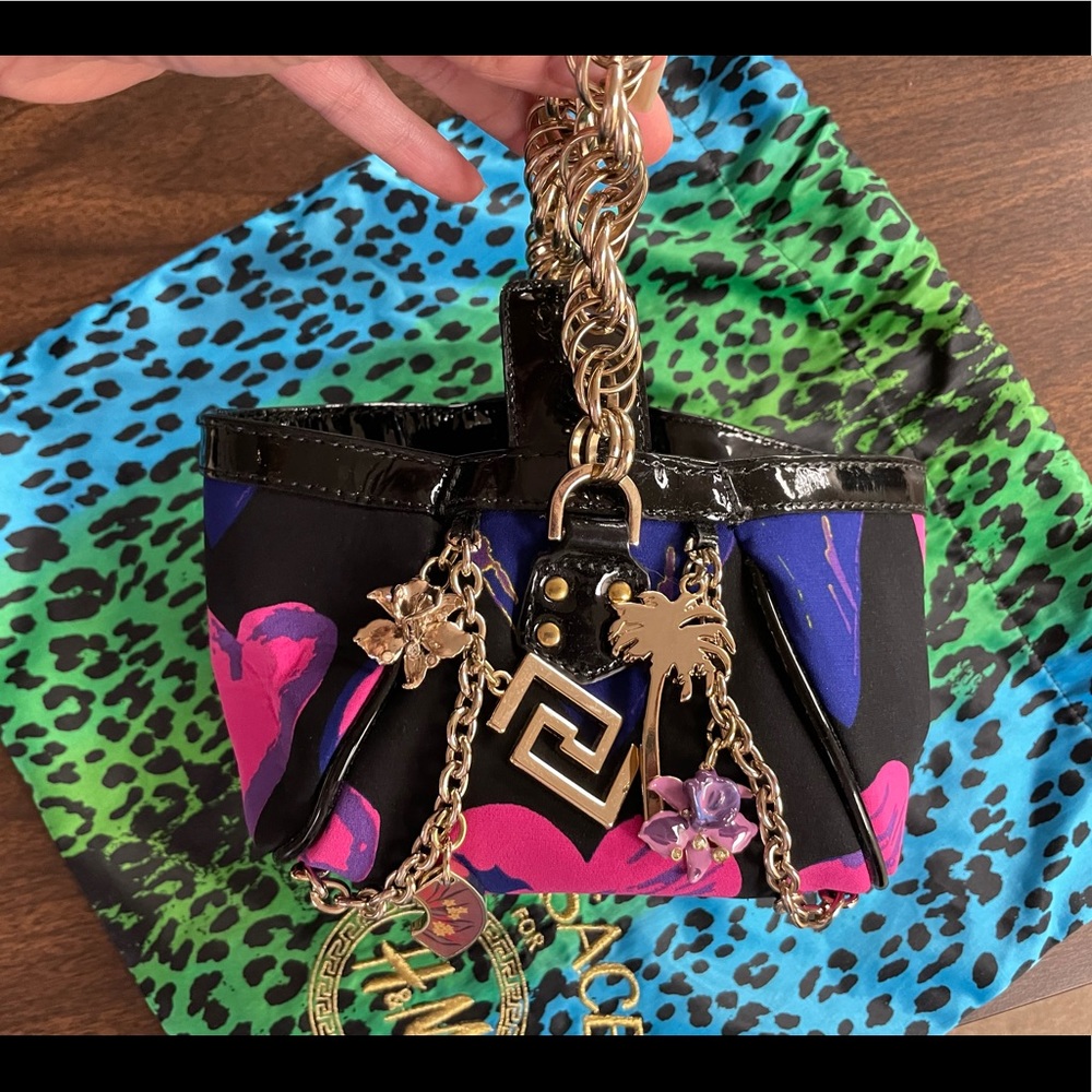 Versace H&M mini satchel purse charms black pink